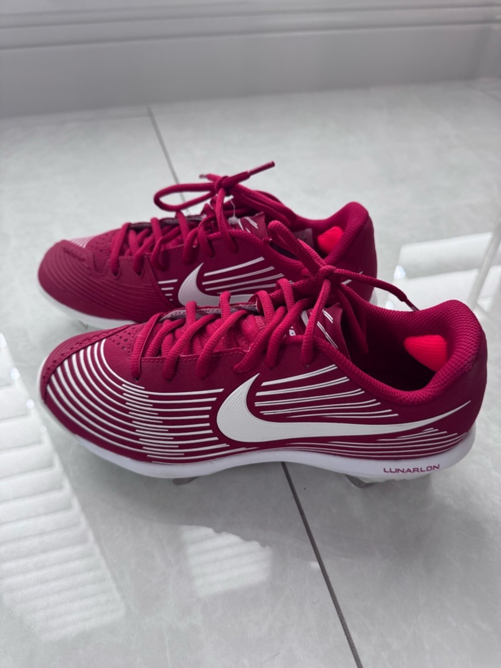 Nike Magenta and White Baseball Cleats